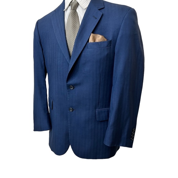 JOS. A, BANKS MENS NAVY BLUE WOOL AND SILK BLAZER, SIZE 41R VERY HANDSOME BLSZER - Picture 4 of 13